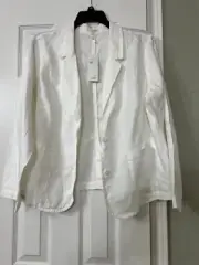 1X NWT EILEEN FISHER WHITE ORGANIC LINEN SHAPED BLAZER WITH POCKETS