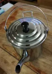 stainless steel camping kettle and Stainless Plates.