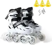AYES Adjustable Inline Skates for Teenagers and Adults, Performance Skates with Illuminated Wheels, Roller Blades for Womens and Mens, Inline Roller Skates for Girls and Boys