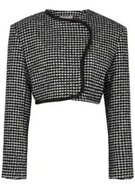 Nue Studio Houndstooth Cropped Wool-blend Blazer - Black And White - 10 10