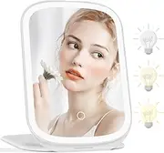 SHANGHIGH Makeup Mirror,Rechargeable Travel Vanity Mirror with LED Lights,Portable Lighted Makeup Beauty Mirror,Adjustable 3 Color Dimmable Touch Screen,108LED Folding Cosmetic Mirror Lighted, Women
