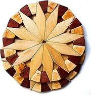 Natural Wood Trivets For Hot Dishes - 2 Eco-friendly Sturdy and Durable Kitchen Hot Pads. Handmade Festive Design Table Decor - Perfect Kitchen Gifts Idea by Ecosall.