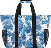 [sanluoli] Tote Bag Foldable Large Beach Bag Sandproof with Handles Cars Tote Bag, Goats Blue Waves, 1 size