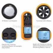 Digital LCD Wind Speed Gauge Air Velocity Meter Anemometer NTC Thermometer