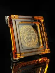 VERSACE "MEDUSA PRISMA AMBER " CRYSTAL ASHTRAY NIB