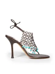 Brown Leather Chain Mail Detail Sandals