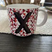 West Elm Geometric Print Initial Monogram Mug Red /purp X New