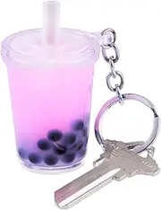[Generic] Boba Tea Keychain, Pink, Orange, and Brown