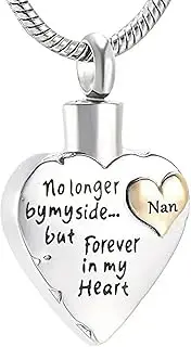 [Generic] Free Engraving Son/Mom/Dad/Grandpa No Longer by Side But Forever in My Heart Cremation Necklace for Loved Ones Ashes