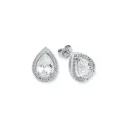 CZ Set Pear Shape Halo Stud Earrings