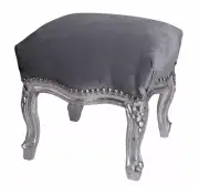 Baroque Stool Bench Gray Silver Footrest Stool Footstool