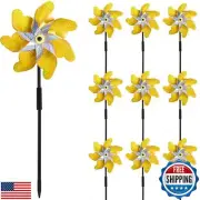 10 Pack Reflective Pinwheels with Stakes, 19.7 inch Gold and Silver Pre-Assem