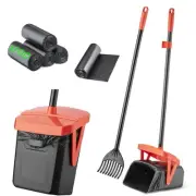 36" Pooper Scooper Swivel Bin & Rake with 100 Dog Poop Bags,Adjustable Long H...