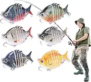 Acunny Articulated lures, multi-articulated fishing lure, 6X Swimapia articulated SwimAts - realistic lures with hooks, fishing accessories for men dad and fishermen