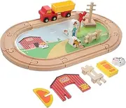 Boys and Girls Wooden Toy Set 23-Piece Train Tracks Cars Educational Toy Train Set for Toddlers Safe Stimulating Learning
