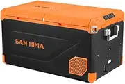 San Hima 95L Portable Camping Car Fridge, DC/AC Power Bluetooth Control Refrigerator with Double Door Detachable Lib, LG Compressor Smart Cooling & Protection -20℃~20℃, for Truck Caravan Travel Trips