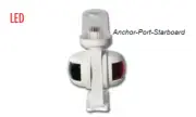 7" Base Mount Combo Navigation Light Anchor-Port-Starboard Marine Boat White