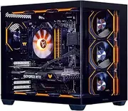 MLOONG X-Dragon Gaming PC,AMD Ryzen 5 5500 4.2 GHz,AMD Radeon RX 6600 8GB Desktop Computer，1TB NVMe SSD,16GB DDR4 3200MHz, Air Cooled Prebuilt,600W PSU,Windows 11 Home & AI Powered Gamer PC