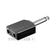 1/4" Dual Stereo Female to 1/4" 6.35mm Mono Male Plug Audio Y Splitter Adapter