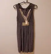 NWT Burning Torch/ Anthropologie 100 % Silk Beaded Mini Dress Size Small Boho