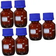 Veemoon 3sets Small Graduated Glass Reagent Bottles Leak Sealing Storage Bottles for Chemical Samples Easy to Use with Screw Caps for Laboratories and Classroom Applications 2pcs*3