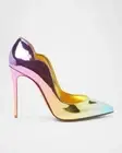 Christian Louboutin HOT CHICK 100 Scallop Metallic Heels Pumps Shoes Boreal $945