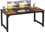LITTLE TREE 63 Inch Large Executive Computer Office Desk, Brown+Black