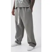 Mens Charcoal Plus Oversized Drop Crotch Joggers