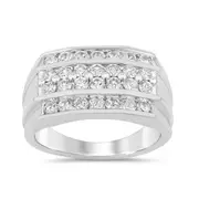 4 Channel Row Men's Ring with 1.50ct of Laboratory Grown Diamonds in 9kt White Gold