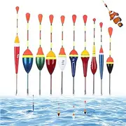 Pack of 10 Fishing Floats, Fishing Accessories for Fishing, 7 Size Glow Stick Floats Fishing Set for Fishing in Silent and Flowing Water