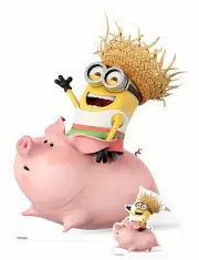 Dave Minion Riding a Pig Despicable Me 3 with Mini Cardboard Cutout Minions