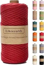 4mm Single Strand Macrame Cord Rope 80m Handmade Decorations Softer Natural Cotton Bohemia DIY Wall Hanging Plant Hanger Craft Making Knitting Cord Rope (Dark Red)