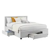 Venice Collection 3 Drawer Bed Frame - Pewter Grey, Queen - Queen
