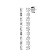Oval and Emerald Cut Drop Stud Earrings with 1.50ct of Laboratory Grown Diamonds in Platinum and Sterling Silver