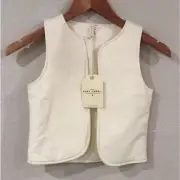 NEW Gray Label GOTS Organic Cotton Daxton Cream Color Vest Kids Sz 5/6 Unisex