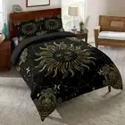Mystic Sun God Black Boho Doona/Duvet Cover Double/Queen/King Bedding Set