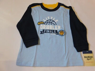 Osh Kosh B'Gosh Baby Boy's Long Sleeve T Shirt 24 Months Blue Navy Dribbler NWT