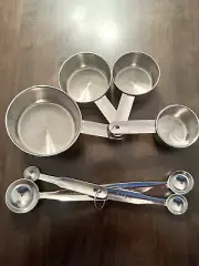 MEASURING CUPS & SPOONS STAINLESS STEEL FREE SHIPPING USA ONLY