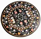 Marquetry Art Dining Table Top Black Marble Patio Table for Garden Furniture