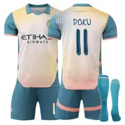 Beakey Manchester City Third Away DOKU #11 Soccer Jersey for Kids Adult 3 Pcs Outfits