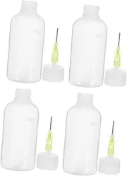 4pcs Plastic Dispensing Bottle Glue Bottle Pointed Mouth Bottle Adhesive Badge Medium Point Pens Decoration Fish Tank Bulk Pens for Screws Accessories Ballpoint Pen Transparent