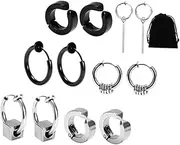 [WATIIFUFU] 6 Pairs Men's Earring Backs Flat Clip on Earrings Non Piercing Stainless Steel Ear Jewelry Set