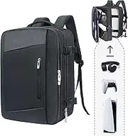 Hap Tim Travel Backpack for PS5 Console, Padded Protection Playstation 5 Carrying Case, Large Capacity for Laptop, PS5 Controller, Headset, Game Discs and Accessories, Black (P-2306-EU)