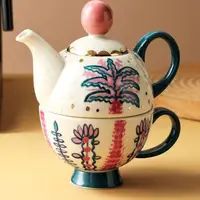 在飛比找momo購物網優惠-【JEN】英式下午茶手繪描金子母壺咖啡杯子茶具組(一杯一壺)