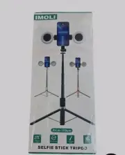 Imoli Selfie Stick Tripod W/ Remote Control. Bluetooth Stretchable 2 Lights Pink