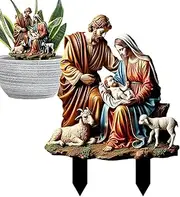 Nativity Garden Stake | 2D Acrylic Jesus Birth Sign for Outside | Holy Nativity Scene Collection Decor for Patio, Balcony, Porch, Deck, Yard