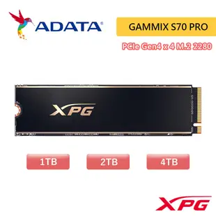 ADATA 威剛 XPG GAMMIX S70 Pro 1TB M.2 PCIe Gen4 SSD 固態硬碟 支援PS5
