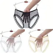 [KFEXLYNG] Pack of 3 Underwear Women's Briefs Lace Women's Panties Sexy Hipster Soft Briefs Comfortable Underwear Women