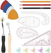 Mardatt 33Pcs Metric Sewing Ruler Set Including Curve Pattern Making Ruler Tracing Wheel Triangle Tailors Chalk Sewing Clips Sewing Marker Pencils for Beginners Tailors Designers