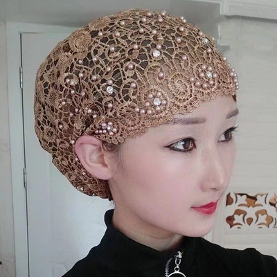 Beading Women Turban Cap Embroidery Fashion Female Head Wraps Muslim Headscarf